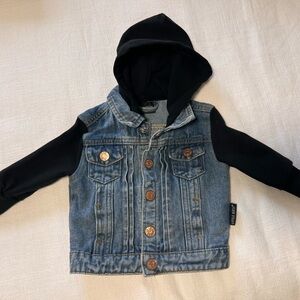Little Bipsy Denim Jacket with Black Sleeves